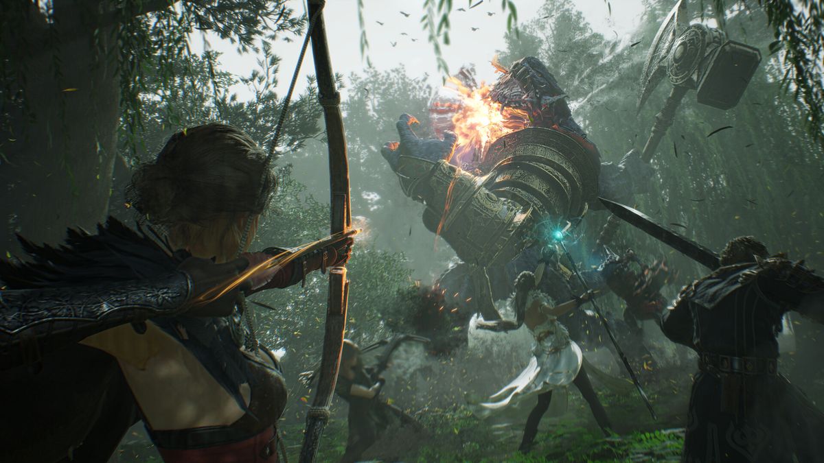 Official ArcheAge Chronicles screenshot: an archer loosing an arrow at a beast