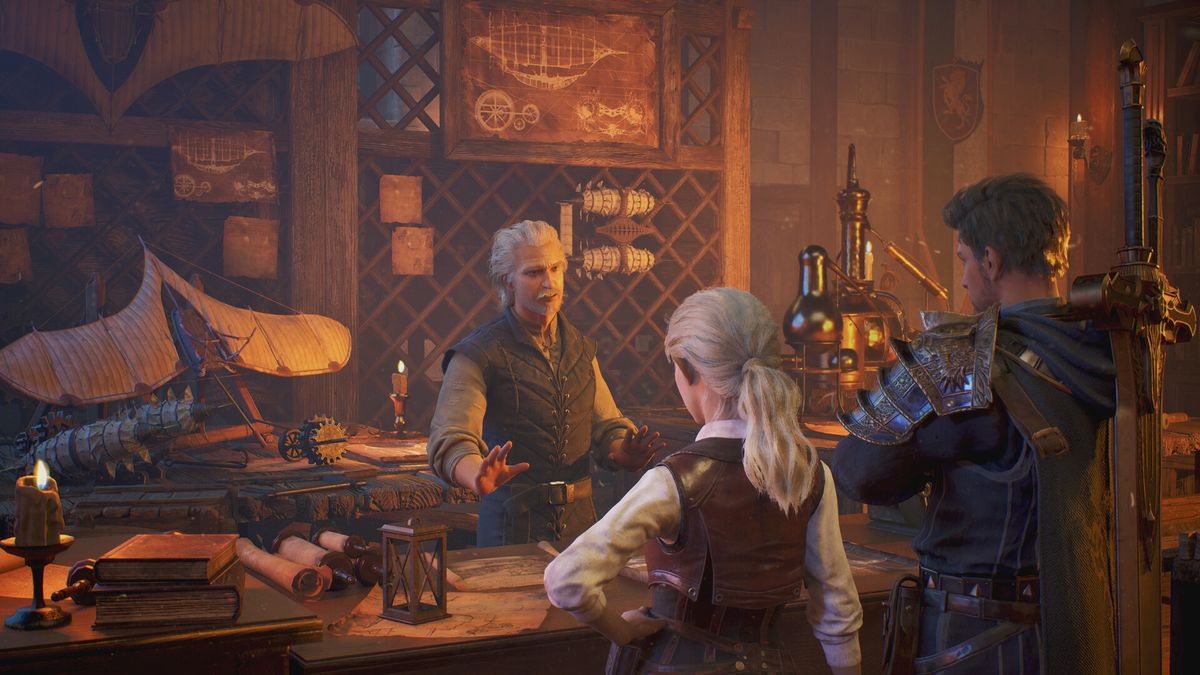 Official ArcheAge Chronicles screenshot: characters gathered around a table in a tavern